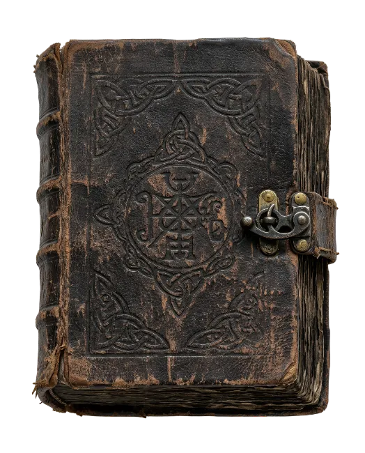 Old Leather Bound Magic Book with Metal Latch
