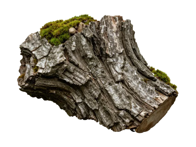 Old Mossy Tree Log with Textured Bark