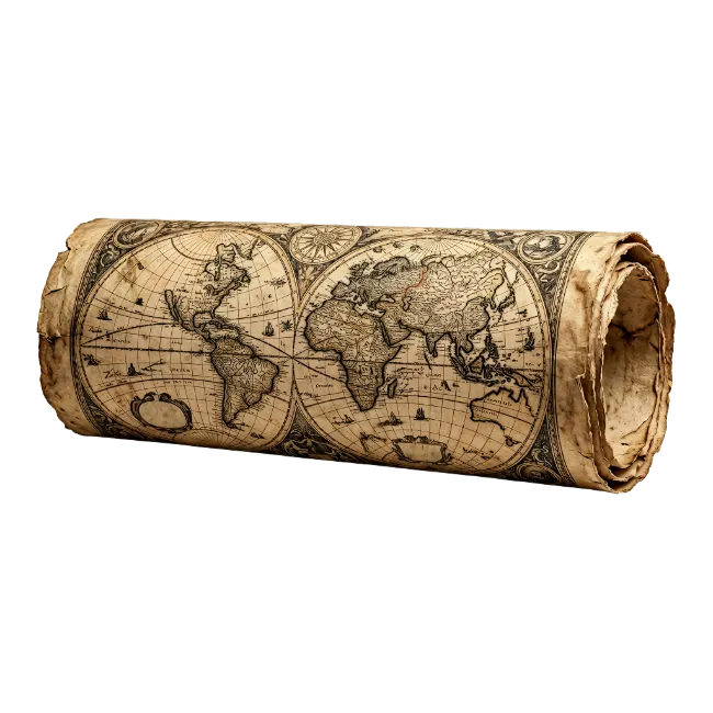 Old Rolled World Map Scroll