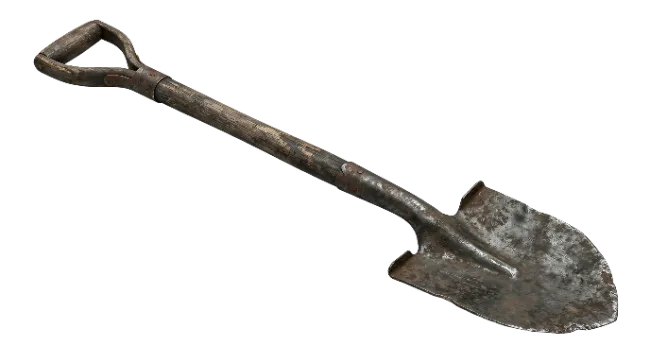 Old Rusted Metal Shovel With Wooden Handle
