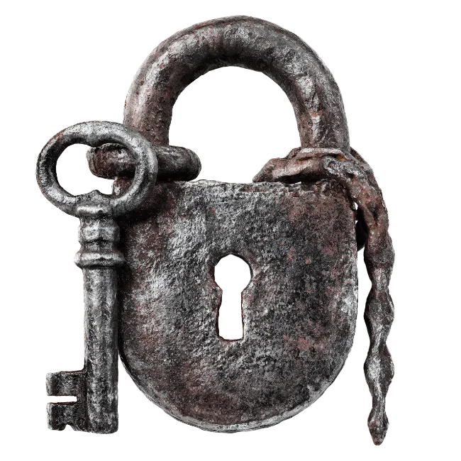 Old Rusted Padlock with Matching Key