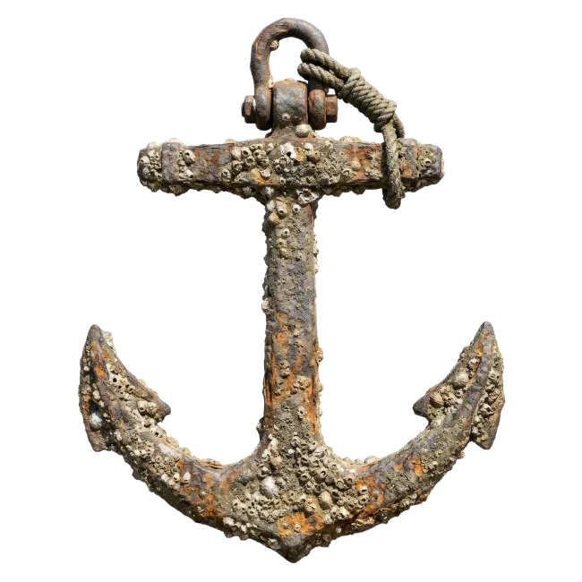 Old Rusted Ship Anchor with Barnacles