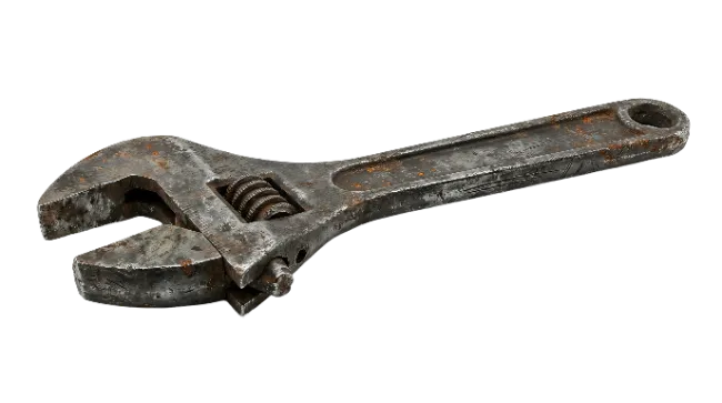 Old Rusty Adjustable Wrench Tool