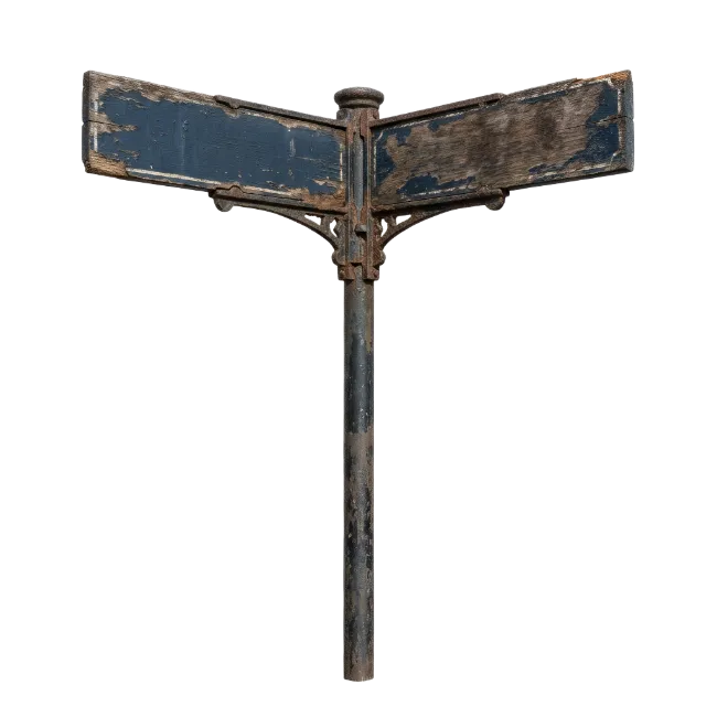 Old Rusty Directional Street Sign Post
