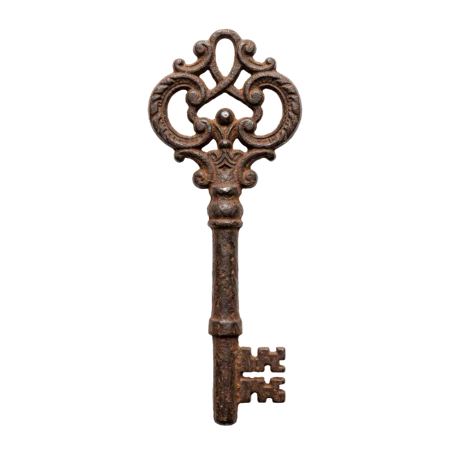 Old rusty ornate vintage key