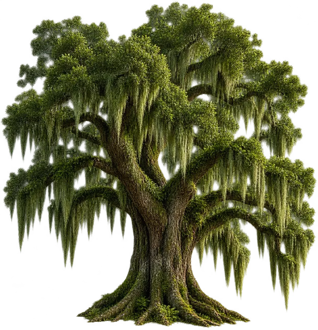 Old Southern Live Oak Tree with Hanging Spanish Moss