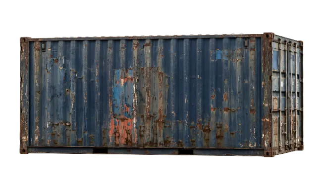 Old Weathered Blue Shipping Container