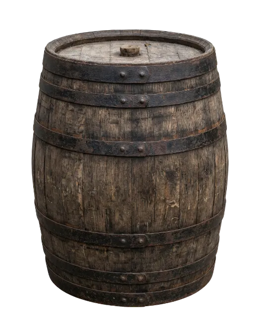 Old Wooden Barrel with Iron Hoops