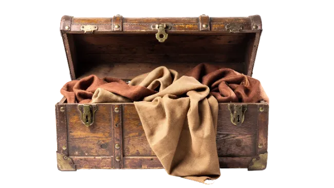 Old Wooden Treasure Chest Opened