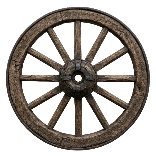 Old Wooden Wagon Wheel