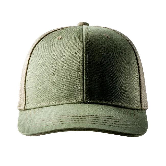 Olive green baseball cap on black background