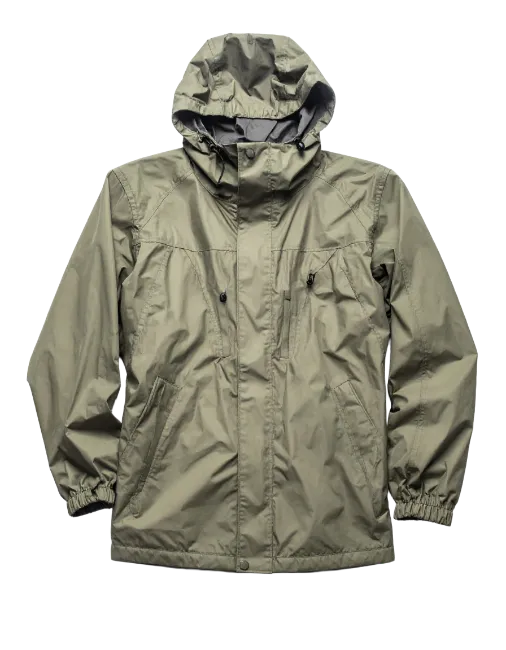 Olive Green Hooded Waterproof Rain Jacket