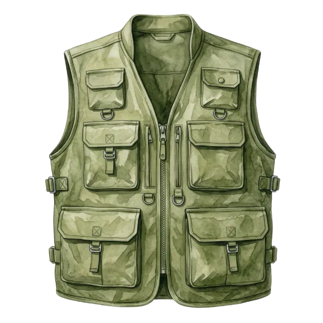 Olive Green Utility Vest with Multiple Pockets