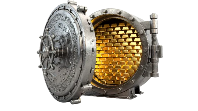 Open Bank Vault Full Of Gold Bars