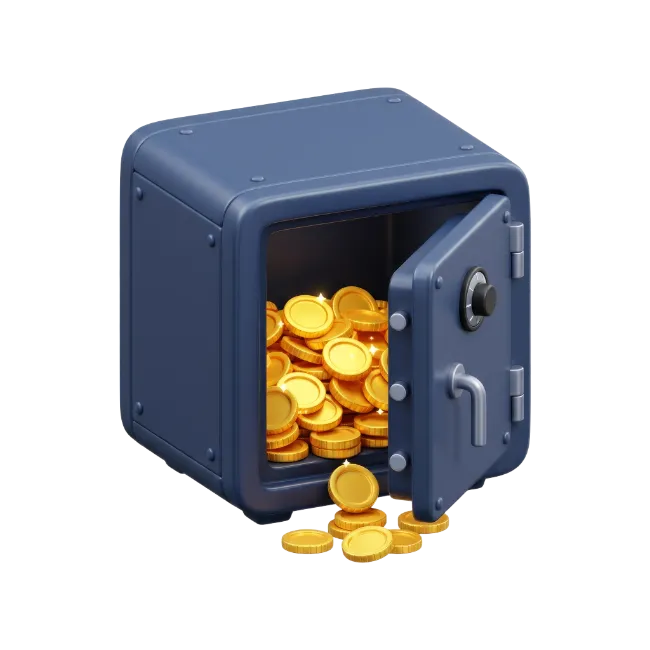 Open Blue Safe Full of Golden Coins
