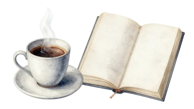 Open Book and Cup of Coffee