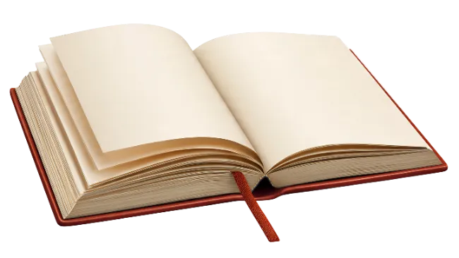 Open Book with Blank Pages and Red Cover