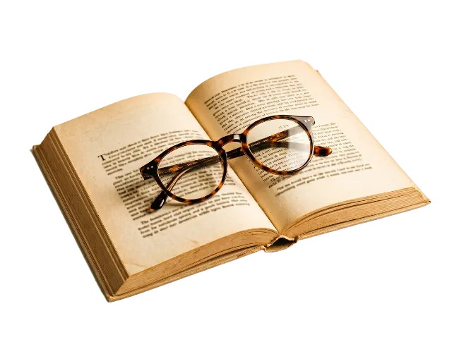 Open Book with Reading Glasses