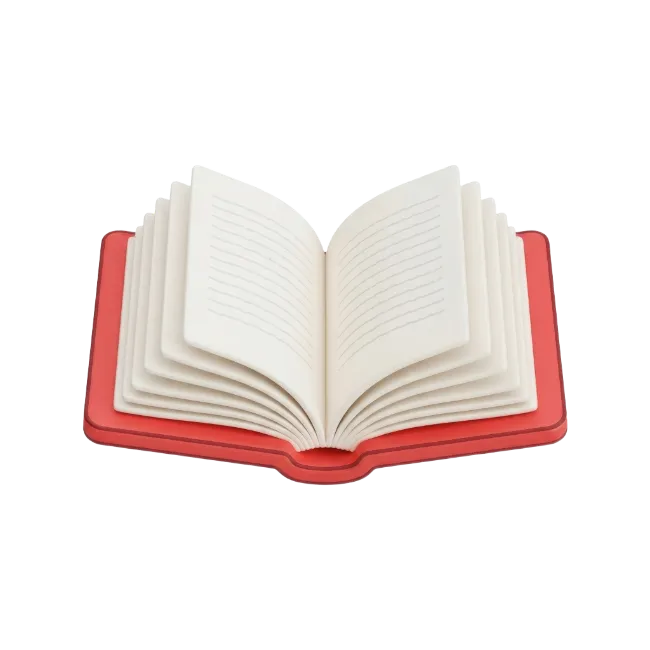Open Book with Red Cover 3D Illustration