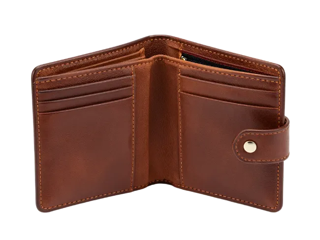 Open Brown Leather Wallet