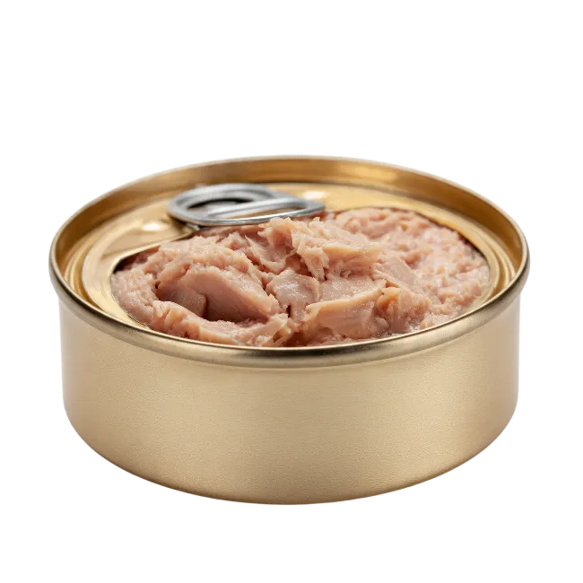 Open Canned Tuna Fish in Golden Tin