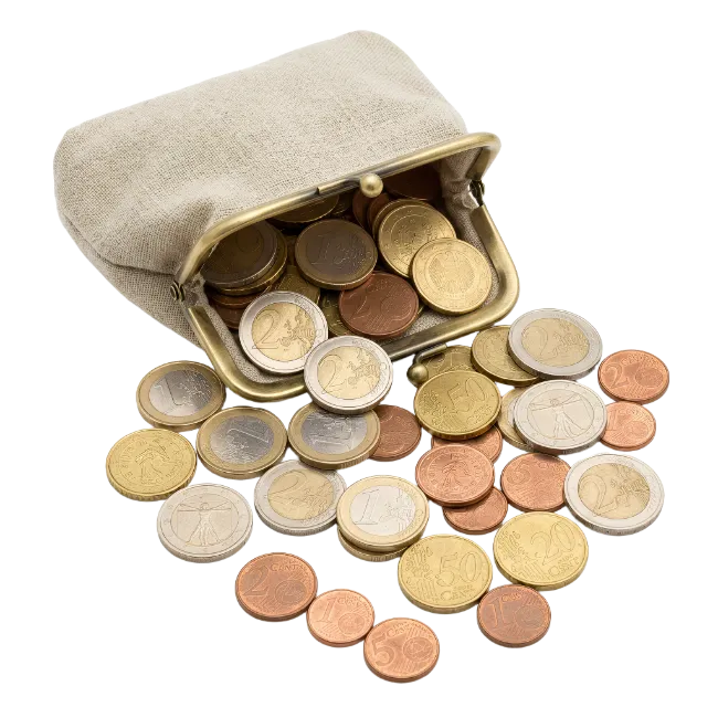 Open Coin Purse With Euro Coins