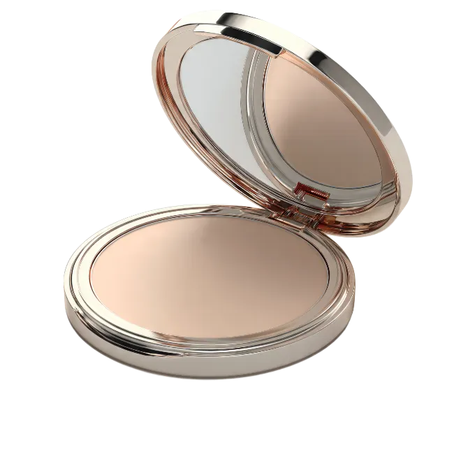Open Cosmetic Powder Compact with Mirror