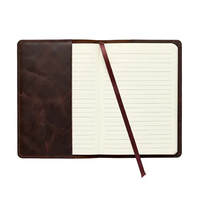 Open Leather Journal with Bookmark