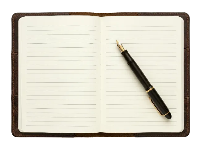 Open Leather Journal with Fountain Pen