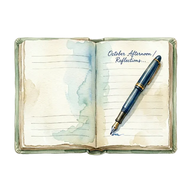 Open Notebook with Fountain Pen Watercolor