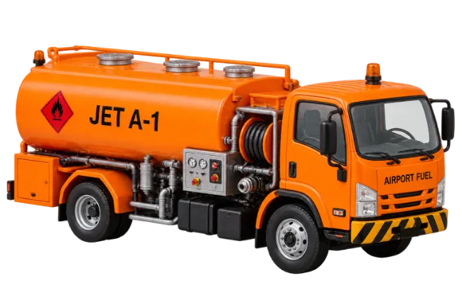 Orange Airport Fuel Tanker Truck with Jet A1 Signage