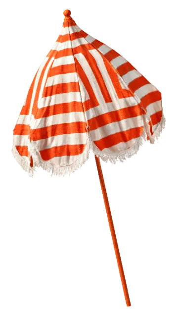 Orange and White Striped Beach Umbrella