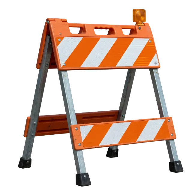 Orange and White Traffic Barricade with A-Frame Design