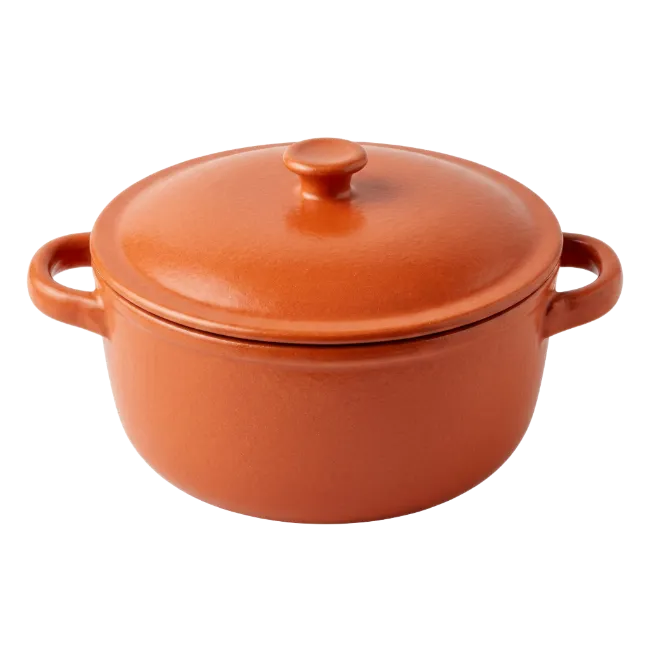 Orange Ceramic Casserole Pot with Lid