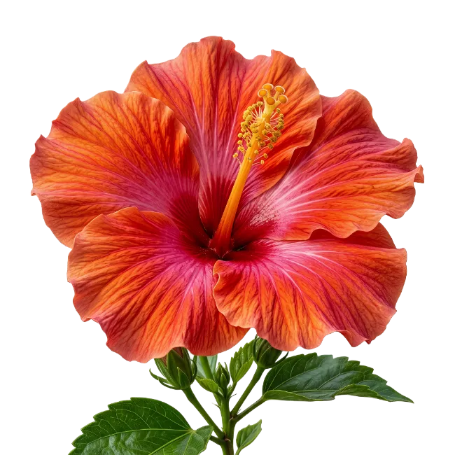 Orange Hibiscus Flower on Stem