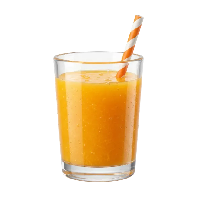 Orange Juice Glass with Straw