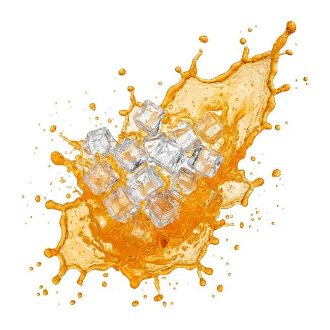 Orange Juice Splash with Ice Cubes