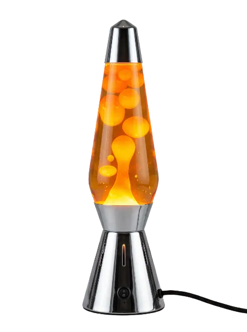Orange Lava Lamp with Silver Metallic Base