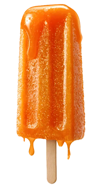 Orange Popsicle with Drip on Wooden Stick