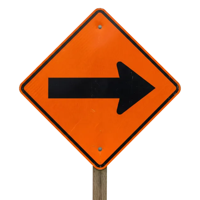 Orange Right Turn Road Sign