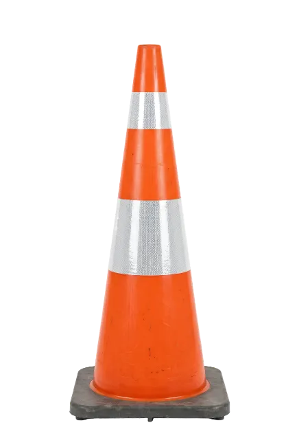 Orange Traffic Cone with Reflective Stripes