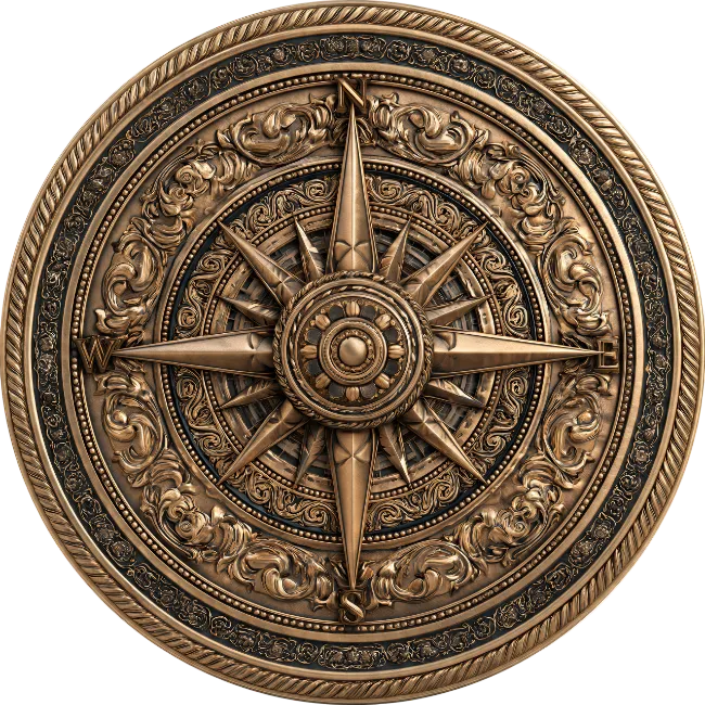 Ornate Antique Bronze Compass Rose