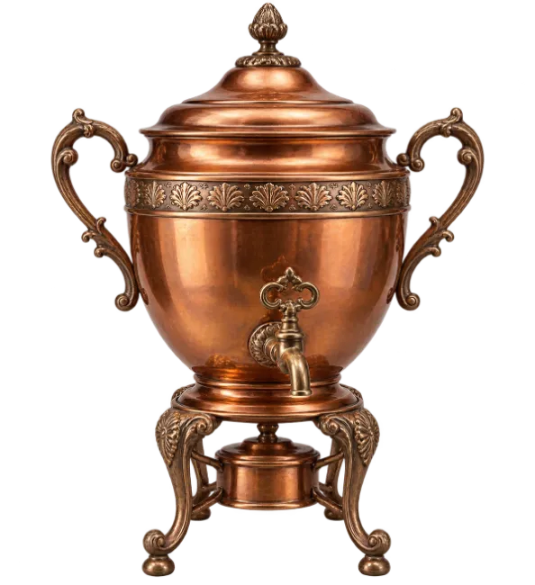 Ornate Antique Copper Coffee Urn with Spigot