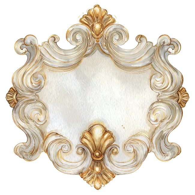 Ornate Baroque Gold and White Frame