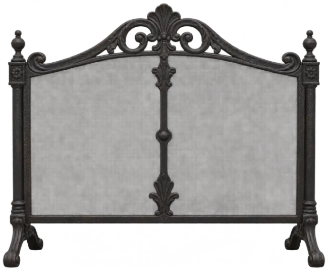 Ornate Black Metal Fireplace Screen
