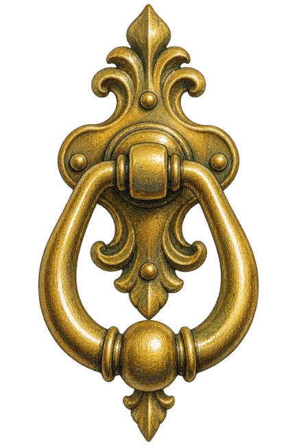 Ornate Brass Door Knocker Illustration