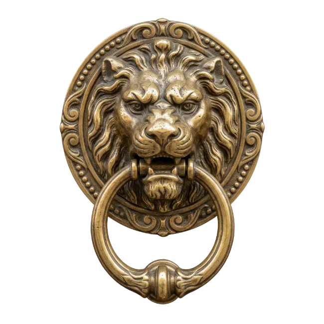 Ornate Brass Lion Head Door Knocker