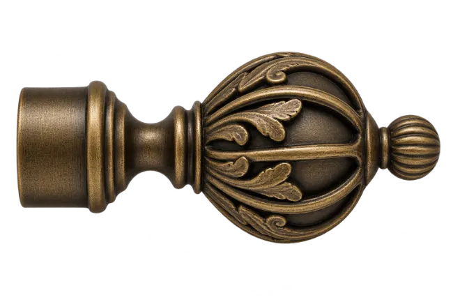 Ornate Bronze Curtain Rod Finial
