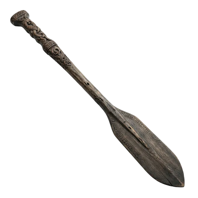 Ornate Carved Wooden Paddle