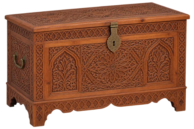 Ornate Carved Wooden Storage Chest